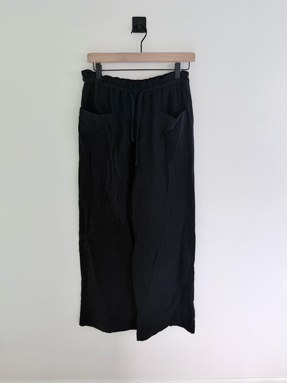 Pink Lilly Black wide Leg Lightweight 2 Front Pocket Lounge Pants-Size L